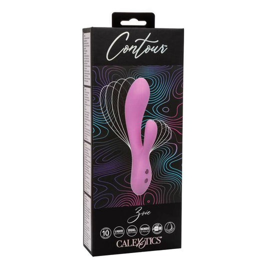 Contenuto della confezione CALEXOTICS Contour Zoie Rosa, vibratore rosa con design ergonomico e dettagli eleganti.