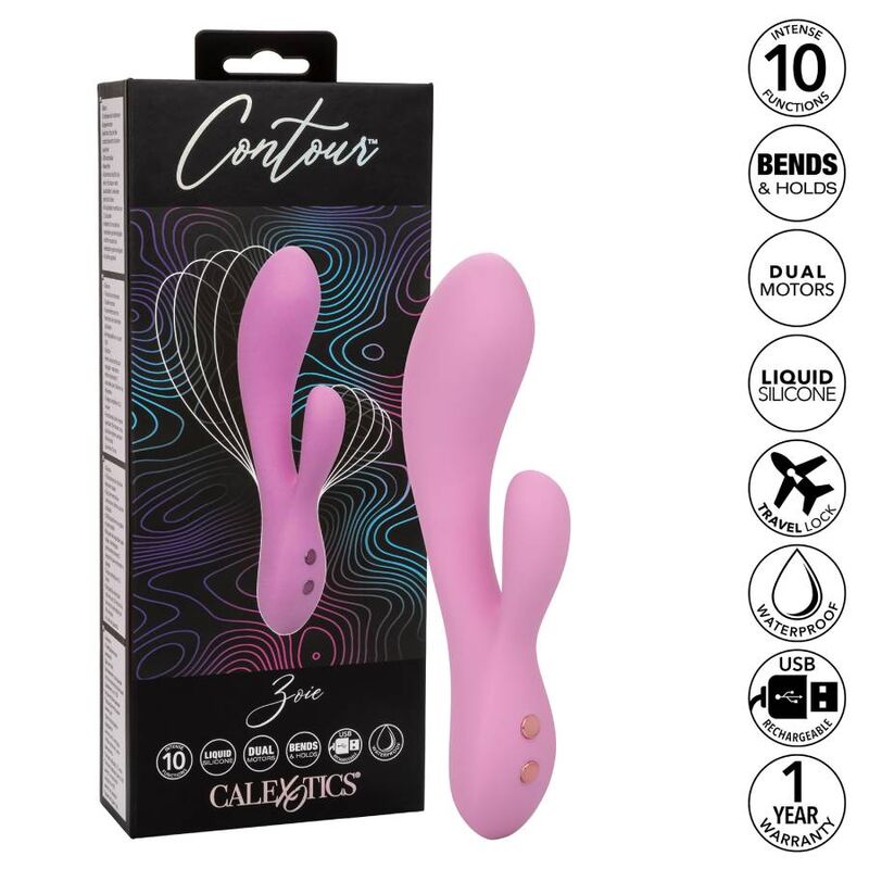 Contorno Zoe Rosa di Calexotics, giocattolo erotico rosa con design ergonomico e dettagli curvi per stimolazione.