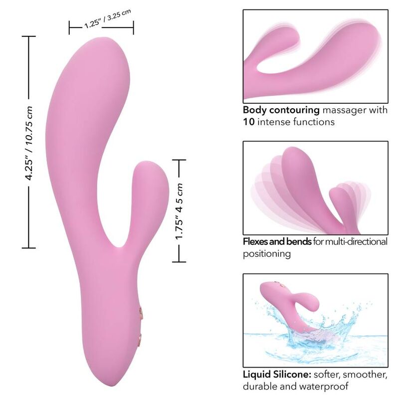 Vibratore rosa CALEXOTICS Contour Zoie con design ergonomico e dettagli eleganti, ideale per stimolazione e piacere personale.