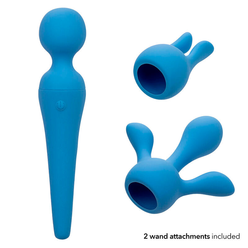 Vibratore wand Calexotics Couture Kit con 10 vibrazioni, colore blu, design elegante e maneggevole.