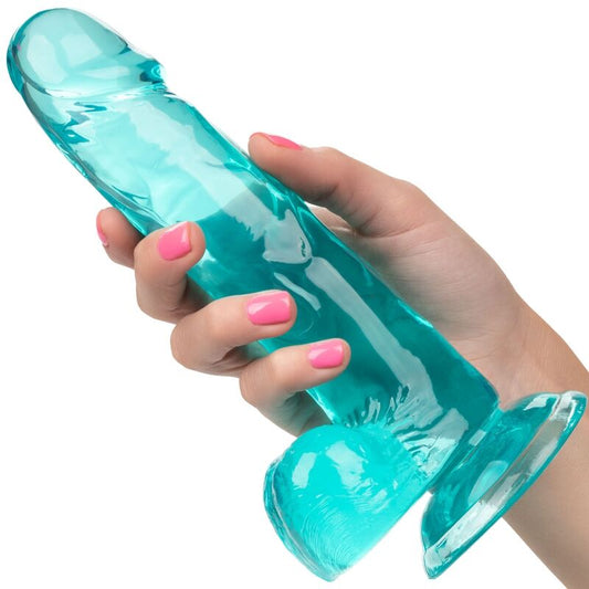 Dildo CALEXOTICS Regina blu, lunghezza 15,3 cm, con superficie liscia e dettagli realistici, ideale per il piacere personale.
