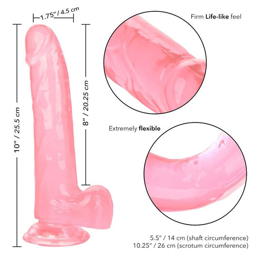 Dildo rosa CALEXOTICS Regina, 20,3 cm, dettagli realistici, superficie liscia e morbida, oggetto di piacere personale.