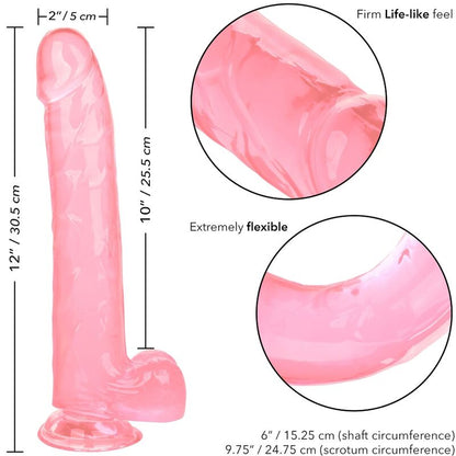 Dildo rosa CALEXOTICS Regina, 25,5 cm, con texture dettagliata, ideale per stimolazione e piacere personale.