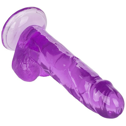 Dildo Regina viola di Calexotics, lunghezza 15,3 cm, con superficie liscia e dettagli realistici, ideale per piacere personale.