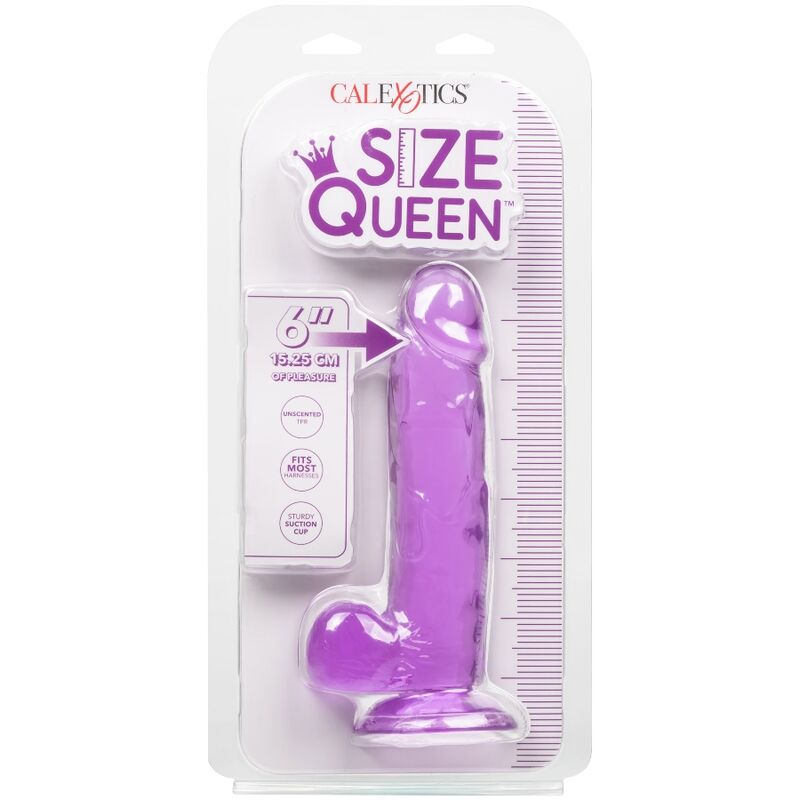 Dildo viola CALEXOTICS Regina, lunghezza 15,3 cm, con dettagli realistici, realizzato in materiale morbido e sicuro.