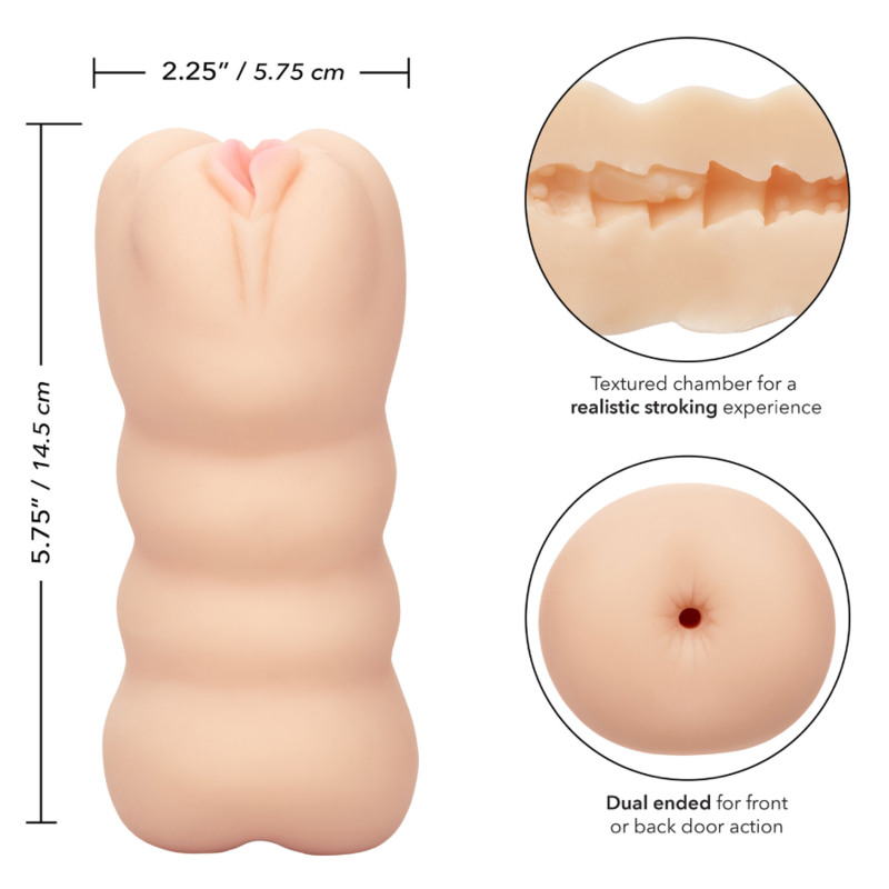 Vibratore economico a tre vie CALEXOTICS Emozione, con design ergonomico e dettagli realistici per stimolazione piacevole.