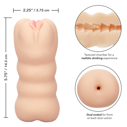 Vibratore economico a tre vie CALEXOTICS Emozione, con design ergonomico e dettagli realistici per stimolazione piacevole.