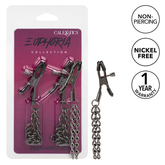 Catena morsetti CALEXOTICS Euphoria per capezzoli, lunghezza 14,5 cm, in metallo, con design originale e resistente