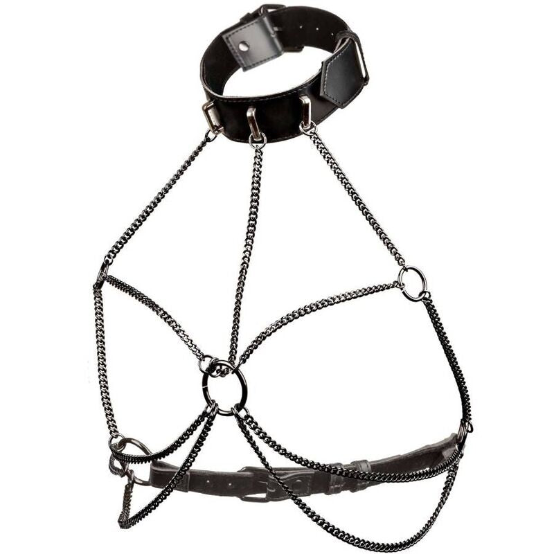 Imbracatura colletto CALEXOTICS Euphoria con catene multiple, design elegante per giochi di bondage e accessori BDSM.