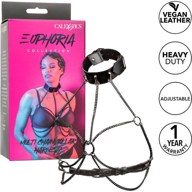 Imbracatura collarino CALEXOTICS Euphoria con catene multiple, dettagli in metallo e design elegante per uso personale.