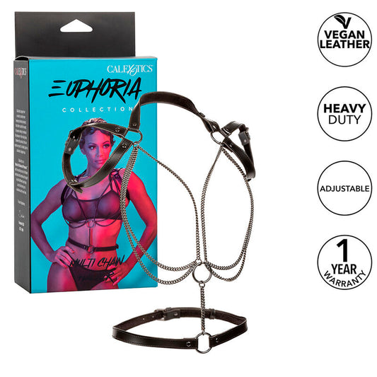 Imbracatura a collare multichain CALEXOTICS EUPHORIA PREMIUM, con dettagli metallici e design elegante, visibile in primo piano.