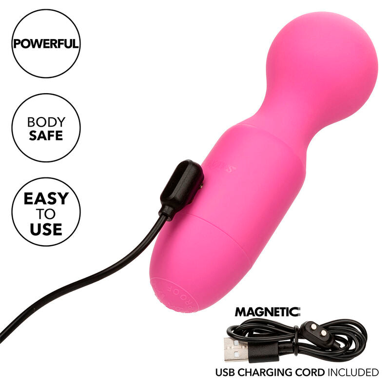 Massaggiatore ricaricabile CALEXOTICS FIRST TIME con 10 vibrazioni, colore rosa, visibile in primo piano.
