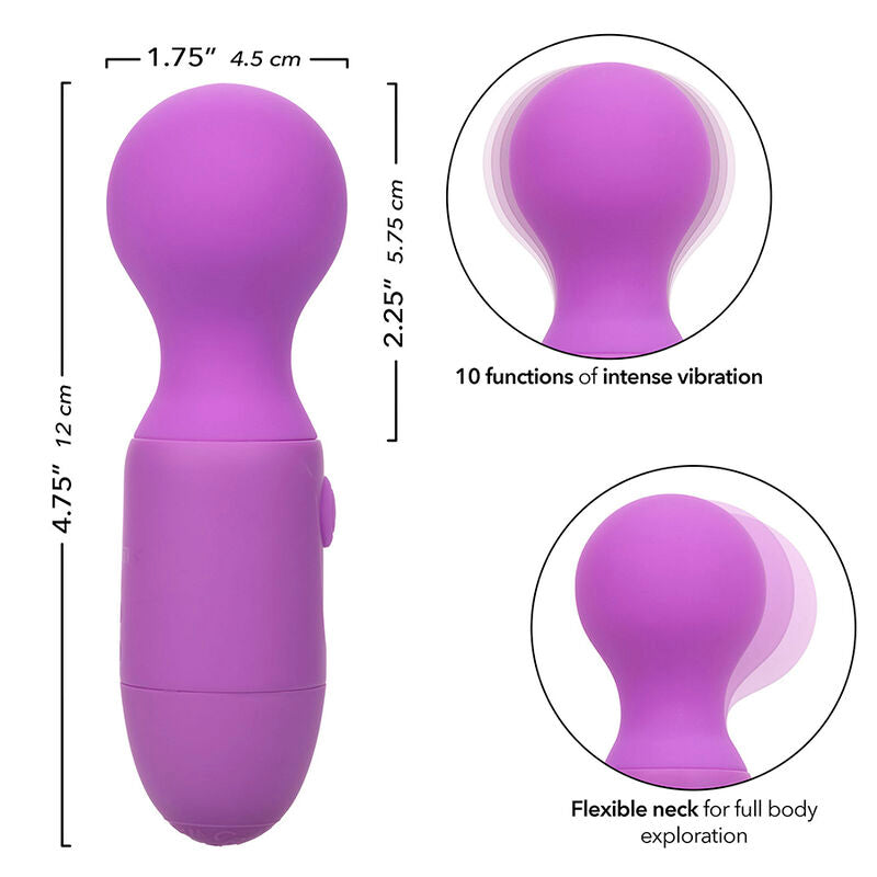 Massaggiatore ricaricabile Calexotics First Time con 10 vibrazioni, colore viola, dispositivo per relax e piacere personale.