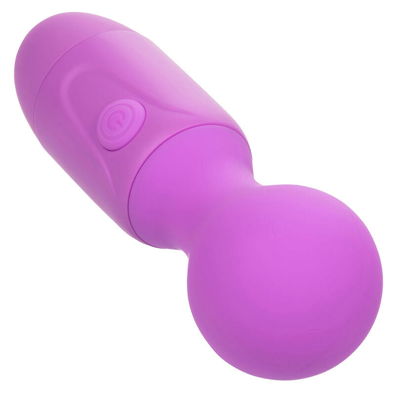 Massaggiatore CALEXOTICS First Time ricaricabile con 10 vibrazioni, colore viola, mostra il design ergonomico e pulsanti di controllo