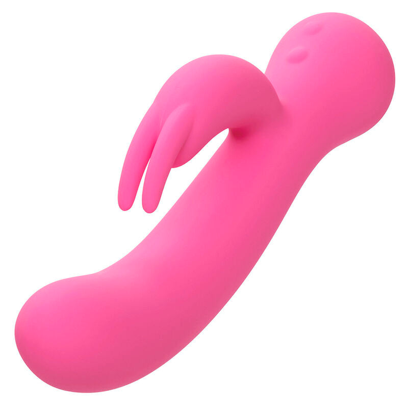 Vibratore coniglio rosa ricaricabile CALEXOTICS First Time, design ergonomico e dettagli realistici per piacere.