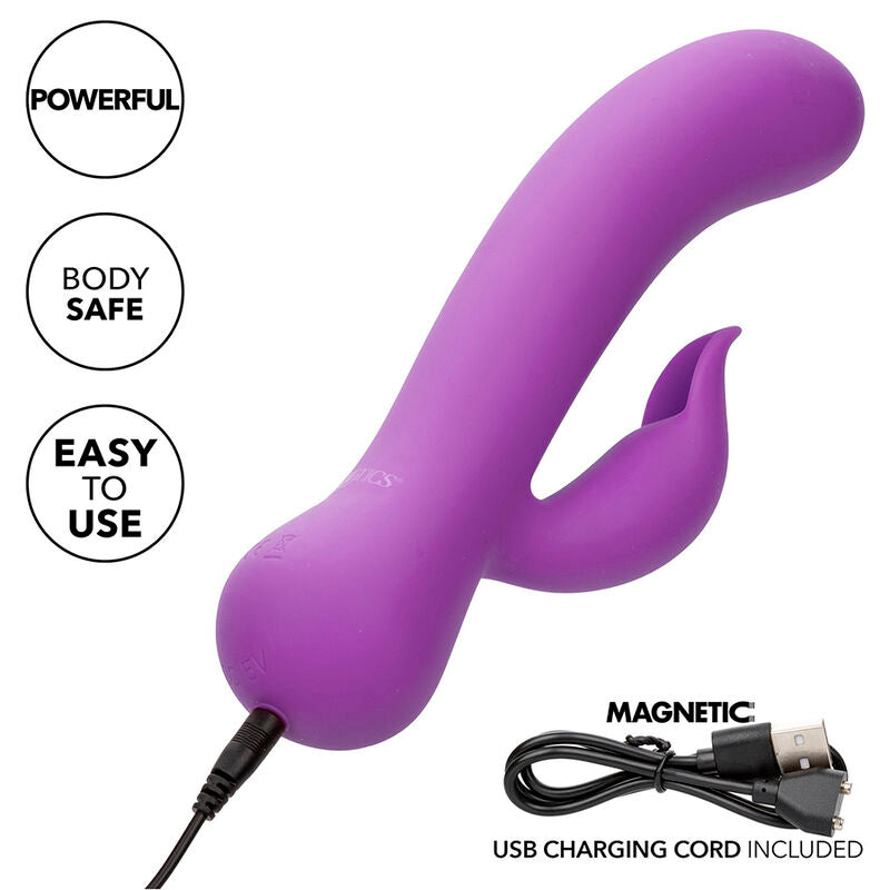 Vibratore pleaser ricaricabile CALEXOTICS First Time in viola con superficie liscia e design ergonomico.