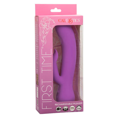 Vibratore ricaricabile viola CALEXOTICS FIRST TIME PLEASER, design ergonomico e superficie liscia per piacere e comfort.