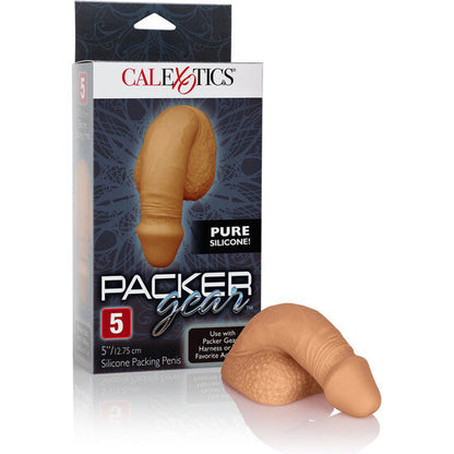 Guarnizione in silicone CALEXOTICS per pene lunga 12,75 cm, colore caramello, dettagliata e morbida.