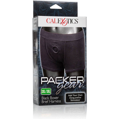 Imbragatura boxer Calexotics in morbido materiale nero, con dettagli regolabili e design confortevole.