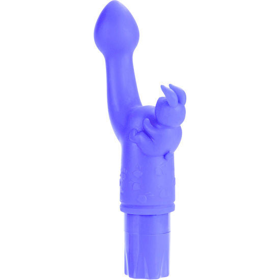Calexotics Kiss Silicone Bunny Viola, sex toy con design a coniglio rosa e dettagli in silicone, morbido e realistico.