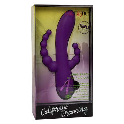 Calexotics Long Beach Bootylicious Viola, dildo realistico viola con dettagli curvi e superfici morbide per stimolazione.