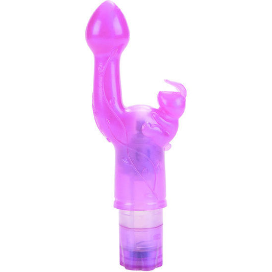 Calexotics Lorigine Bunny Kiss rosa, vibratore rosa con design a coniglio, dettagli eleganti e superficie liscia, visibile nell'immagine.