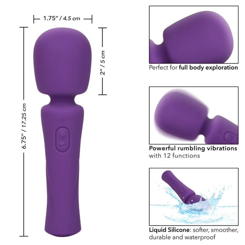 Massaggiatore viola CALEXOTICS con design ergonomico, ideale per relax e benessere personale.