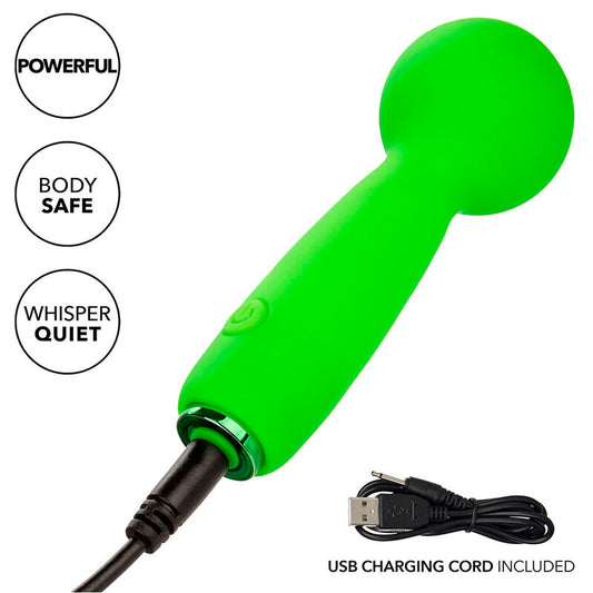 Mini massaggiatore CALEXOTICS Neon Vibes Bubbly Vibe con 10 vibrazioni, colore verde, compatto e ergonomico.