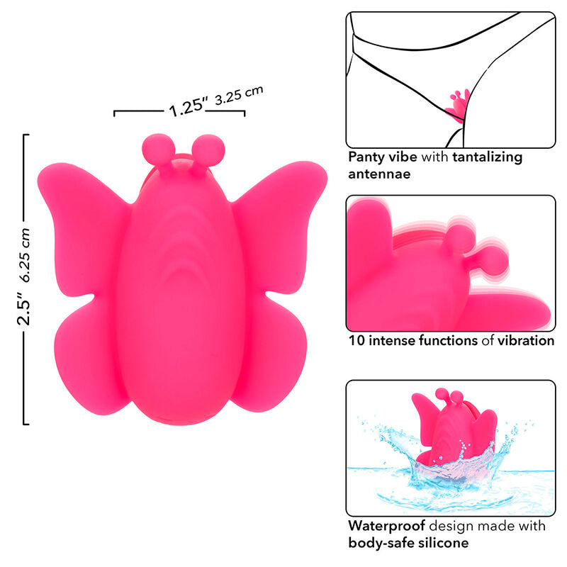 Stimolatore Flutter Vibe Neon Vibes di Calexotics, rosa, con 10 modalità di vibrazione, design elegante e compatto.