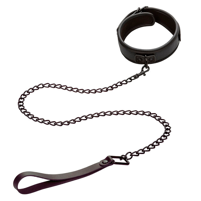 Collare e guinzaglio CALEXOTICS Nocturnal in pelle nera regolabile, accessori eleganti per cani.