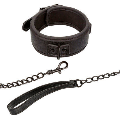 Collare e guinzaglio in pelle nero regolabile di CALEXOTICS, accessori per animali o uso personale, con dettagli in pelle di alta qualità