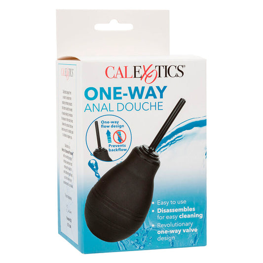 Pompa anale nera CALEXOTICS ONE WAY DOCCIA ANALE, dispositivo per pulizia anale con design discreto e pratico.