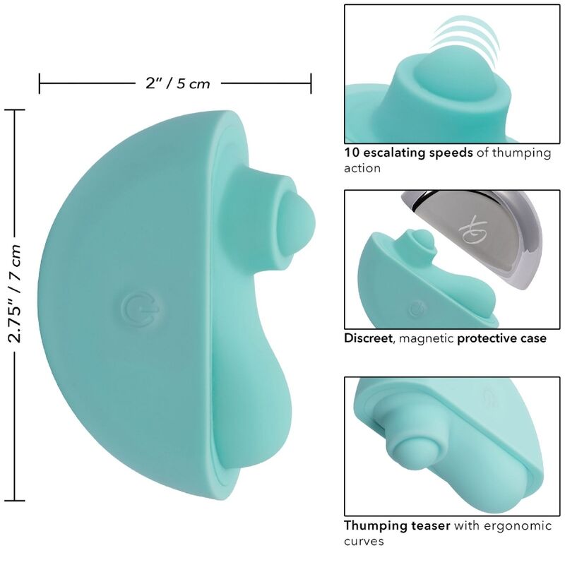 Stimolatore Calexotics Ovation Acclaim Verde Acqua, dispositivo di benessere e piacere con design ergonomico e colori vivaci.