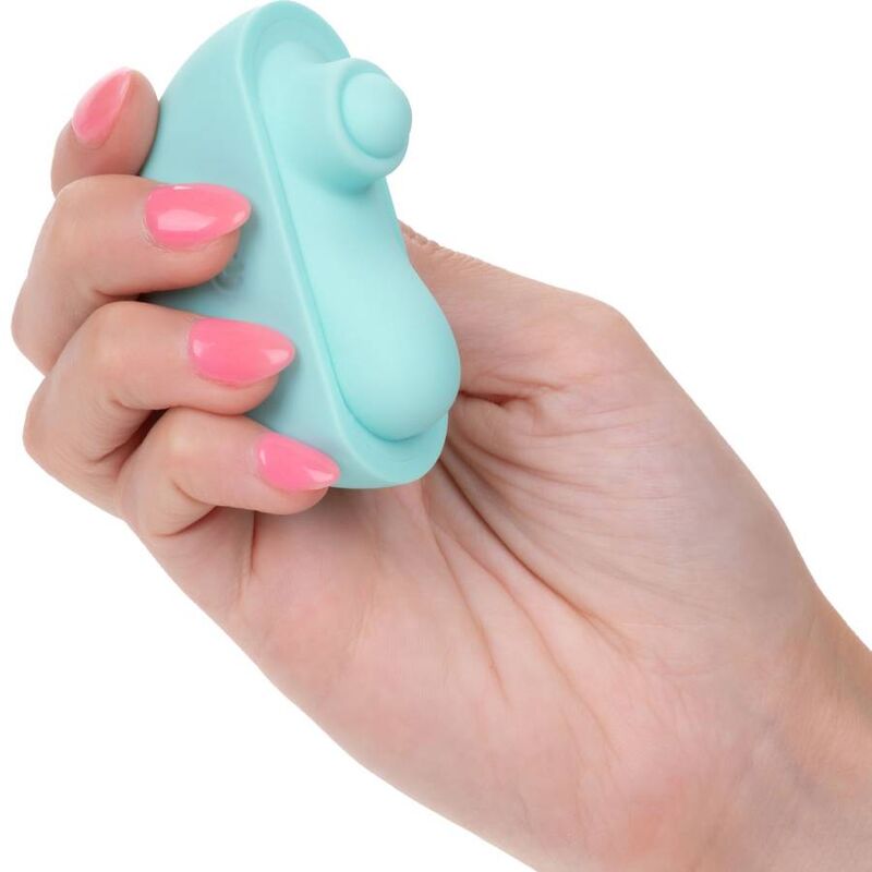 Stimolatore Calexotics Ovation Acclaim Verde Acqua, dispositivo di massaggio con design ergonomico e dettagli in verde acqua.