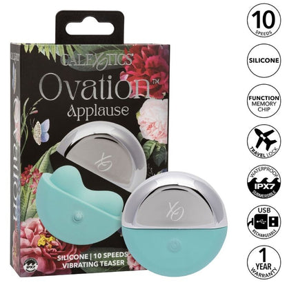 Stimolatore Clitoride CALEXOTICS Ovation Applausi Verde Acqua, design ergonomico e color verde acqua, stimolazione piacevole e intensa