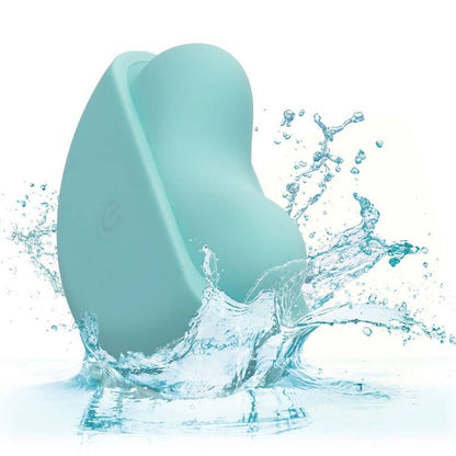 Stimolatore Ovation Climax di Calexotics, verde acqua, con design ergonomico e texture morbida, ideale per piacere e relax.
