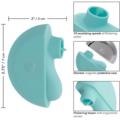 Stimolatore Rave verde acqua di Calexotics Ovation, design elegante e dettaglio colorato, per piacere e benessere.