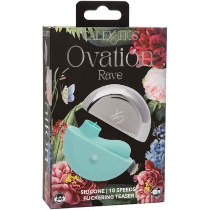 Stimolatore Rave verde acqua di Calexotics Ovation, dispositivo per il piacere con design elegante e colori vivaci.