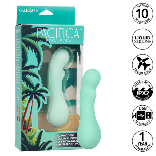 Stimolatore Punto G CALEXOTICS Pacifica Bora Bora con 10 vibrazioni, design aqua, ideale per piacere e relax.