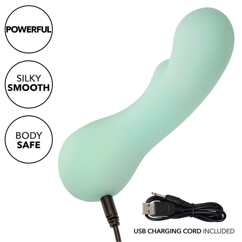 Stimolatore Punto G CALEXOTICS Pacifica Bora Bora con 10 vibrazioni, colore Aqua, design elegante e funzionalità multiple.