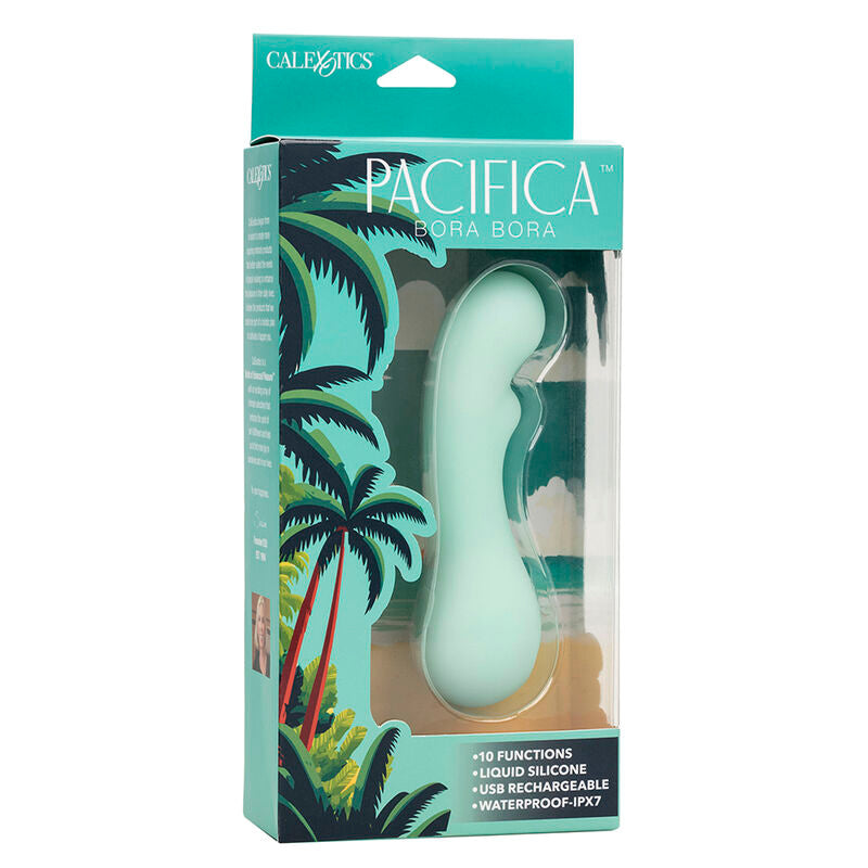 Stimolatore Punto G Calexotics Pacifica Bora Bora con 10 vibrazioni, design in colore Aqua, materiale morbido e funzionale.