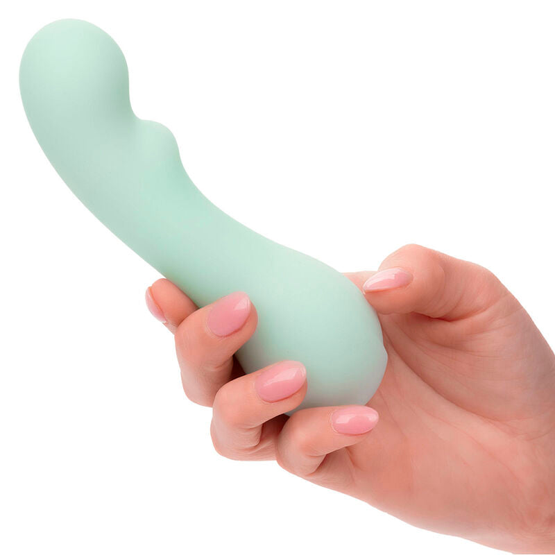Stimolatore Punto G CALEXOTICS Pacifica Bora Bora con 10 vibrazioni, design in colore aqua, materiale morbido e ergonomico.