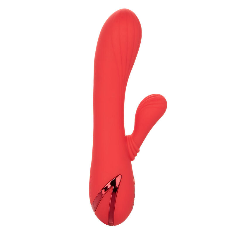 Dildo in silicone rosso Passione Palisades di CALEXOTICS, design realistico con dettagli anatomici, superficie liscia e compatibile con lubrificanti
