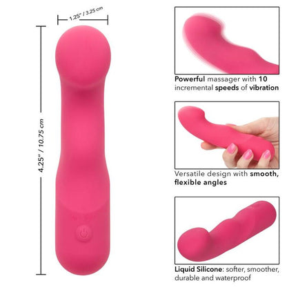 Calexotics Pixies Curvy Rosa, sex toy rosa con design curvy e dettagli realistici, visibile in primo piano.
