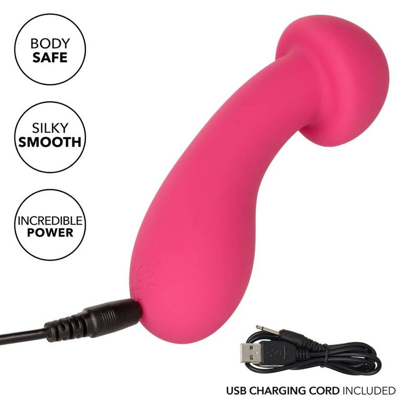 Eccitatore rosa Pixies di CALEXOTICS, design compatto e colorato, visibile in dettaglio.