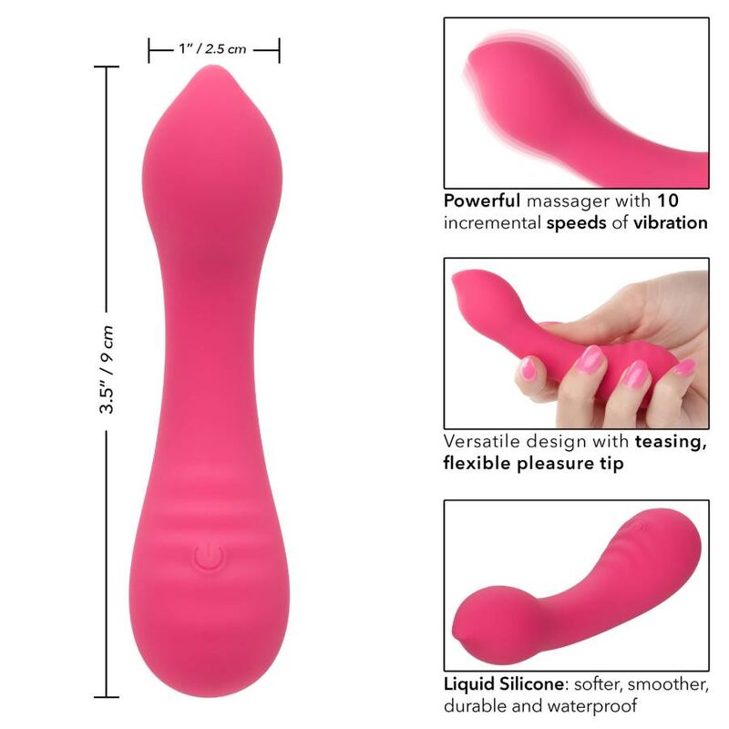 Calexotics Pixies Teaser Rosa, vibratore piccolo e colorato, con design elegante e superficie liscia, per stimolazione sensuale.