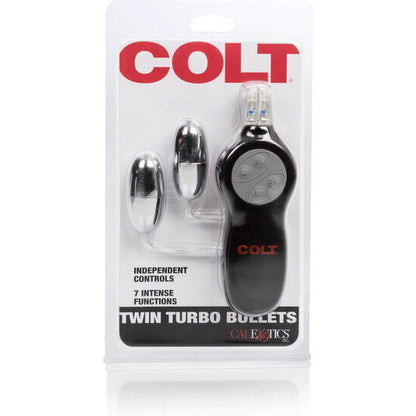 Proiettili CALEXOTICS Colt 7 funzioni Twin Turbo, vibratore per stimolazione, in design compatto e colorato.