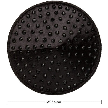 Calexotics Radiance copri capezzoli gioiello di forma tonda, accessorio di lingerie elegante e brillante, in metallo dorato.