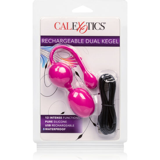 Esempio di calexotics ricaricabile dual kegel rosa, dispositivo di esercizio pelvico con design elegante e materiali morbidi.