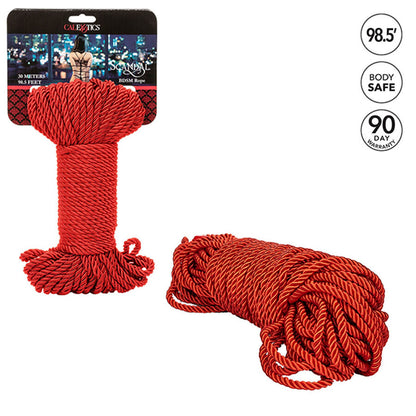 Corda BDSM rossa di 30 metri del brand CALEXOTICS, ideale per giochi di bondage e pratiche BDSM in modo sicuro e resistente.